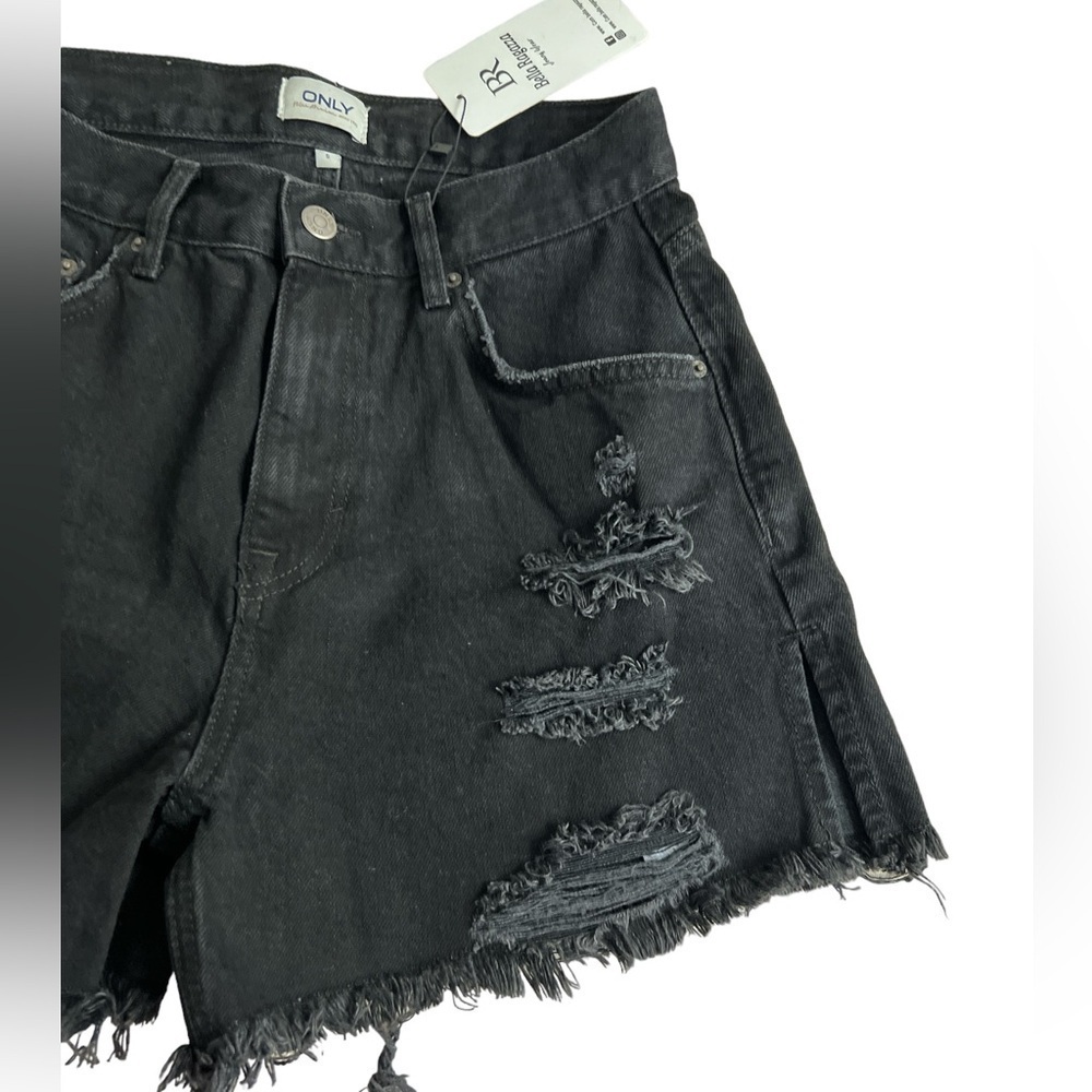 Only Distressed Rip Denim Mini Short - Picture 3 of 9